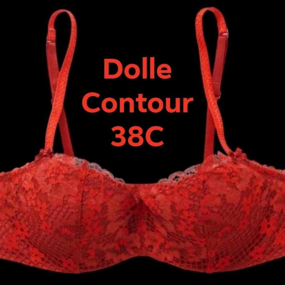 Adore Me Dolle Balconette Red Lace Bra Size 38C NWT
